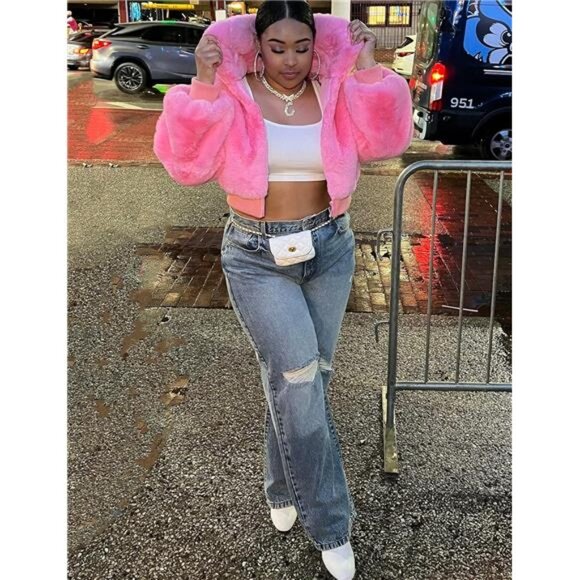 White mini leather belt bag for women chain waist fanny pack crossbody purse - Picture 2 of 7